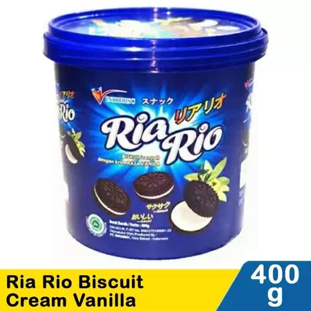 Ria Rio Biscuit Cream Vanilla Kemasan Toples Isi 400 Gram Biskuit Dengan Krim Rasa Vanila
