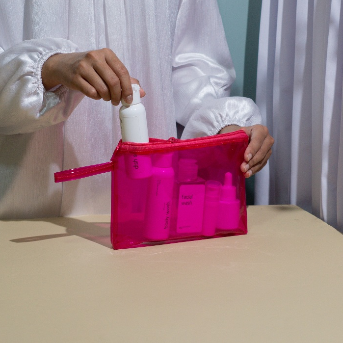 Pouch Makeup Mika Transparan Travel Premium – Washbag Kosmetik Anti Air Waterproof PVC Tebal Bening 