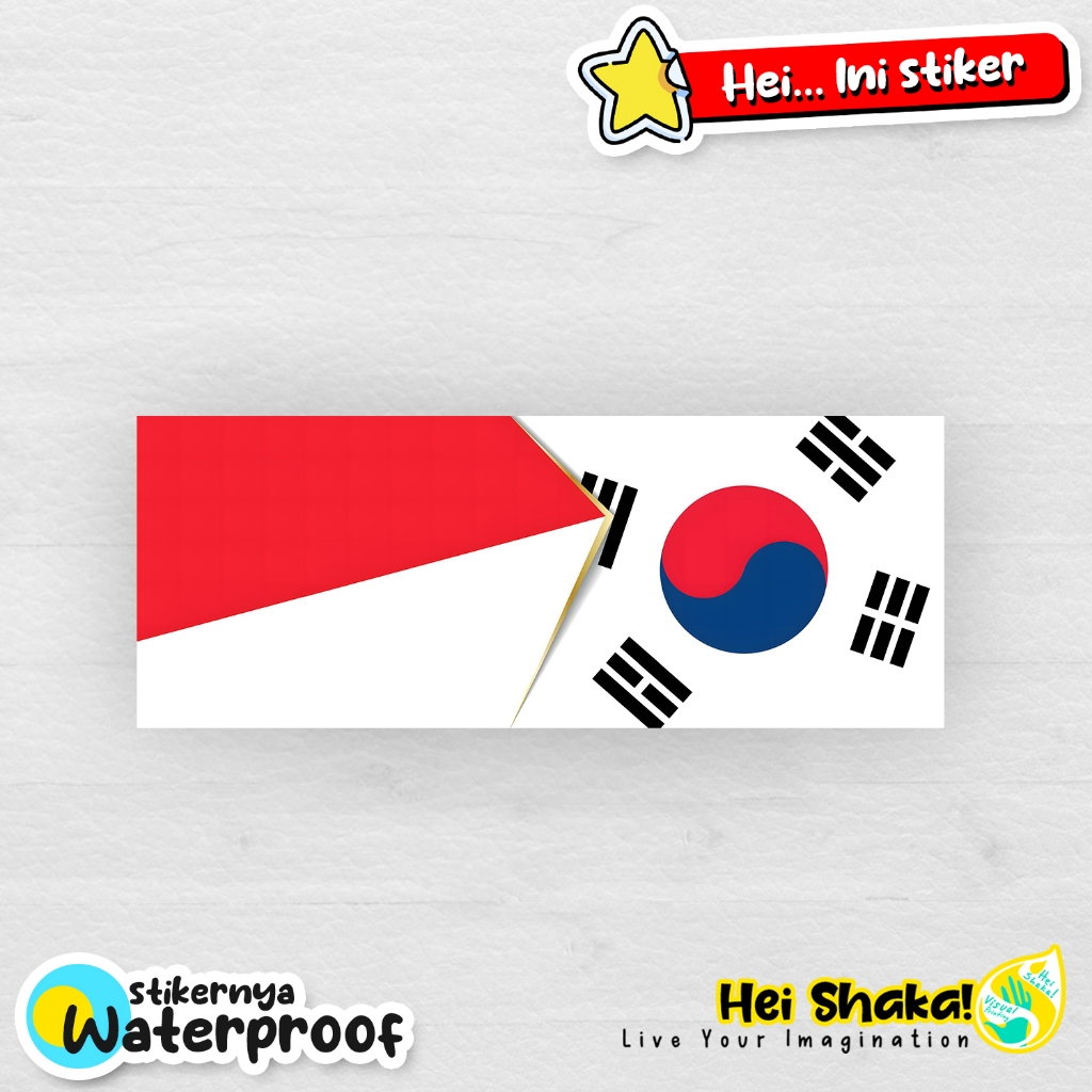 Stiker Bendera Indonesia Korea Sticker Negara Vinyl Anti Air