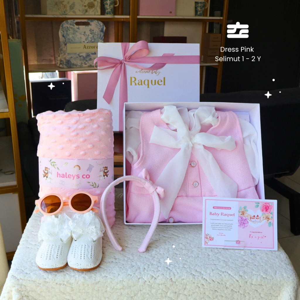 Haleys kado Bayi Dress Elegan | Kado Ulang Tahun 1 tahun Perempuan  |Baby Hampers 0-12 months/ Hampe