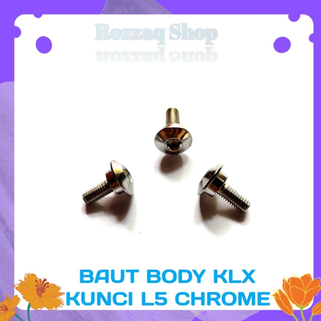 10 PCS BAUT BODY KLX BAUT BODY MOTOR KLX 140 BAUT BODY KAWASAKI KLX 150 WARNA CHROME M6x17 Motorcycl
