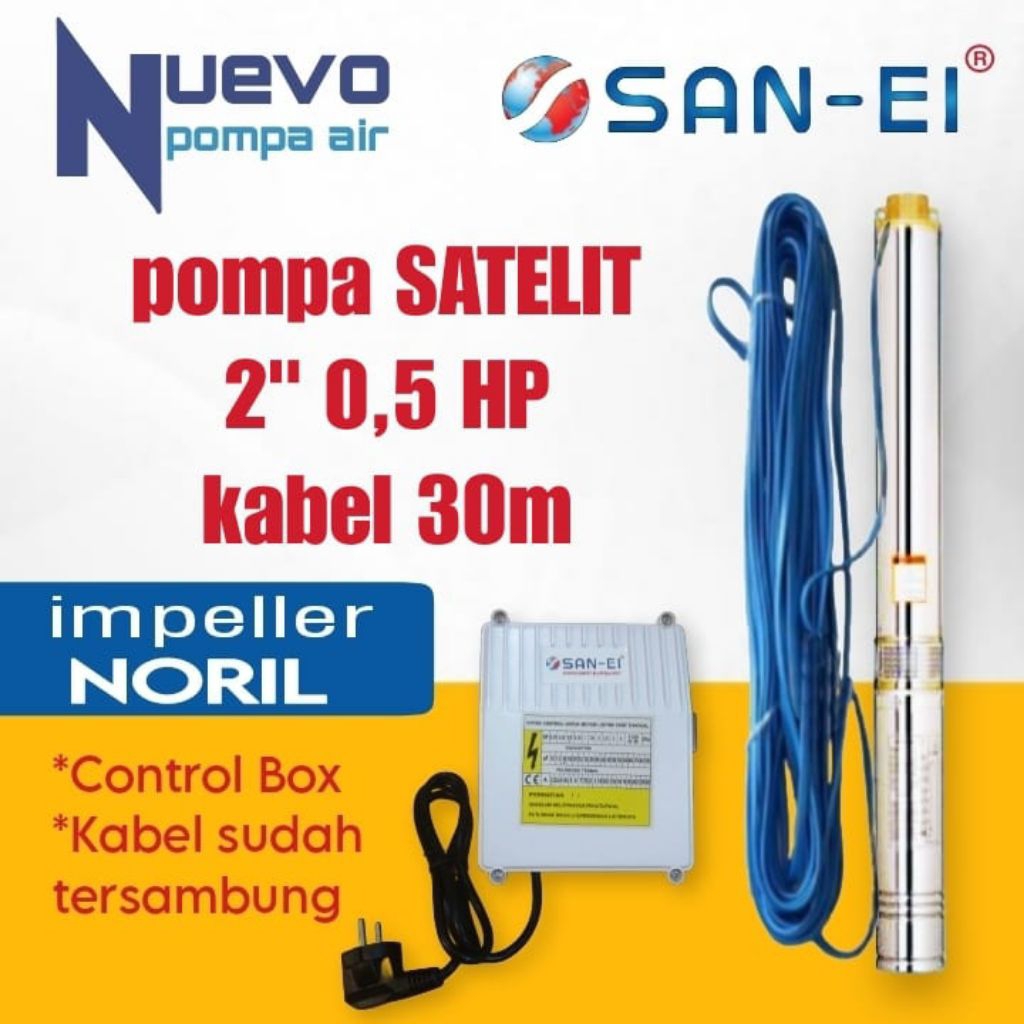Pompa Satelit Submersibel SAN EI 2 inch 0,5 HP + Kabel 30 m SAN EI NORIL Sibel 1/2 HP
