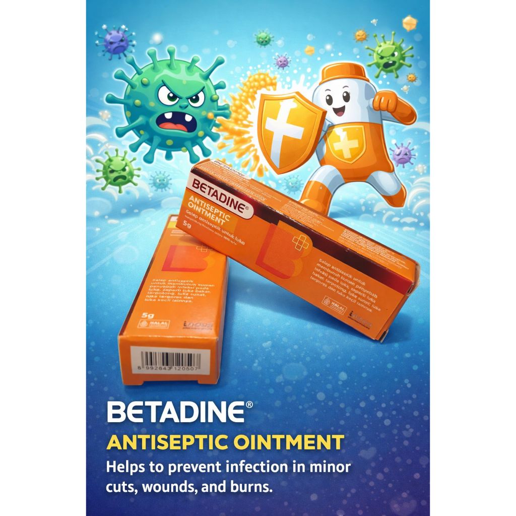 Betadine Antiseptic Ointment (Salep Betadine) 5 gr Obat luka luar