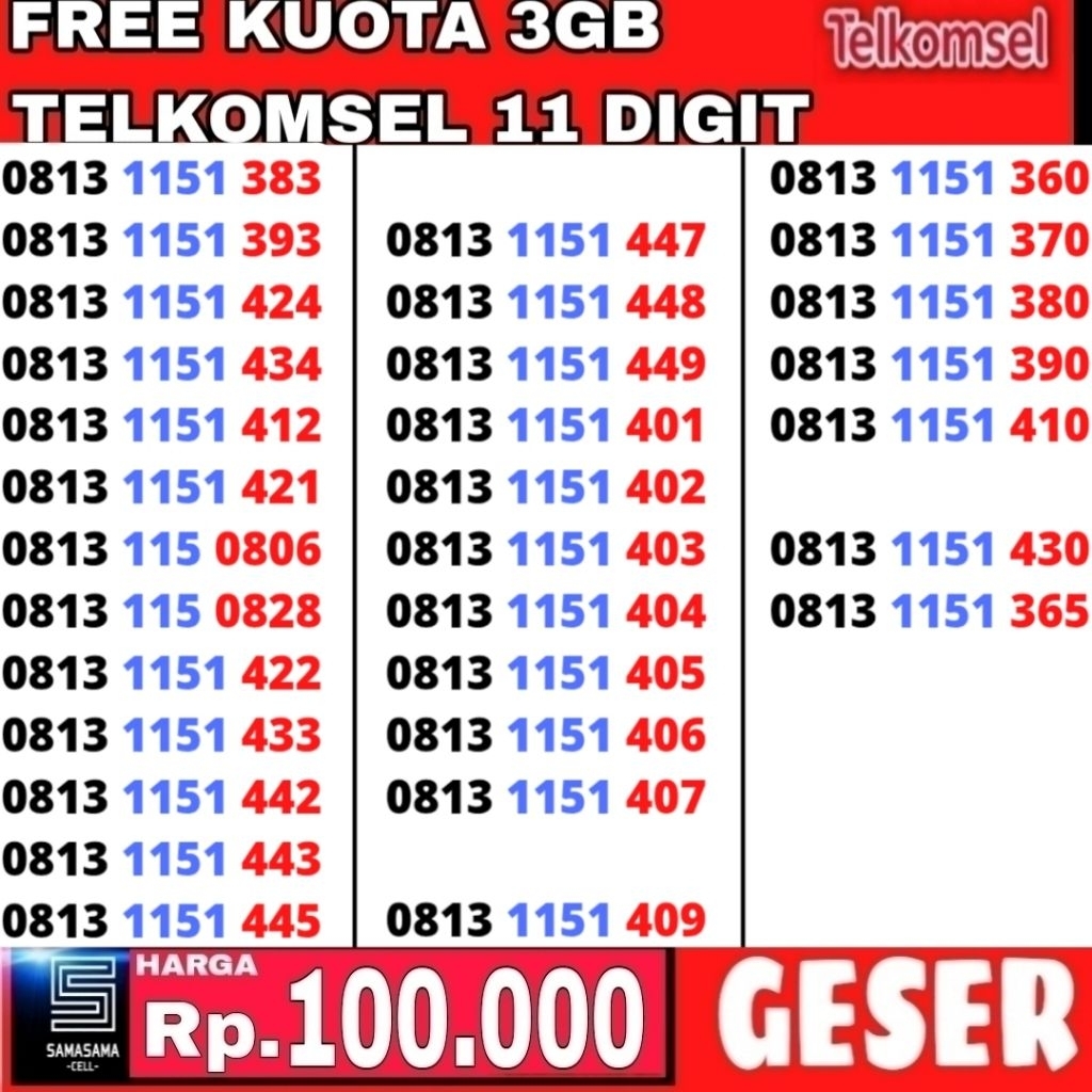 NOMOR CANTIK SIMPATI TELKOMSEL / NOMER CANTIK KARTU PERDANA TELKOMSEL SIMPATI