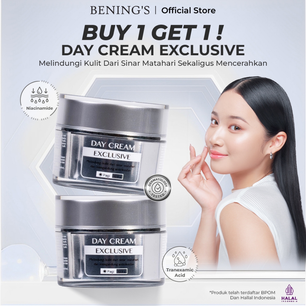 Bening's Skincare Official Exclusive Day Cream New Packaging Mengatasi Flek Hitam Mencerahkan BPOM