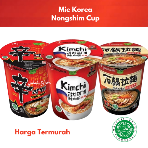 Nongshim Cup 70 Gram Shin Ramyun , Kimchi , Clay Pot Halal MUI Mie Instan Korea