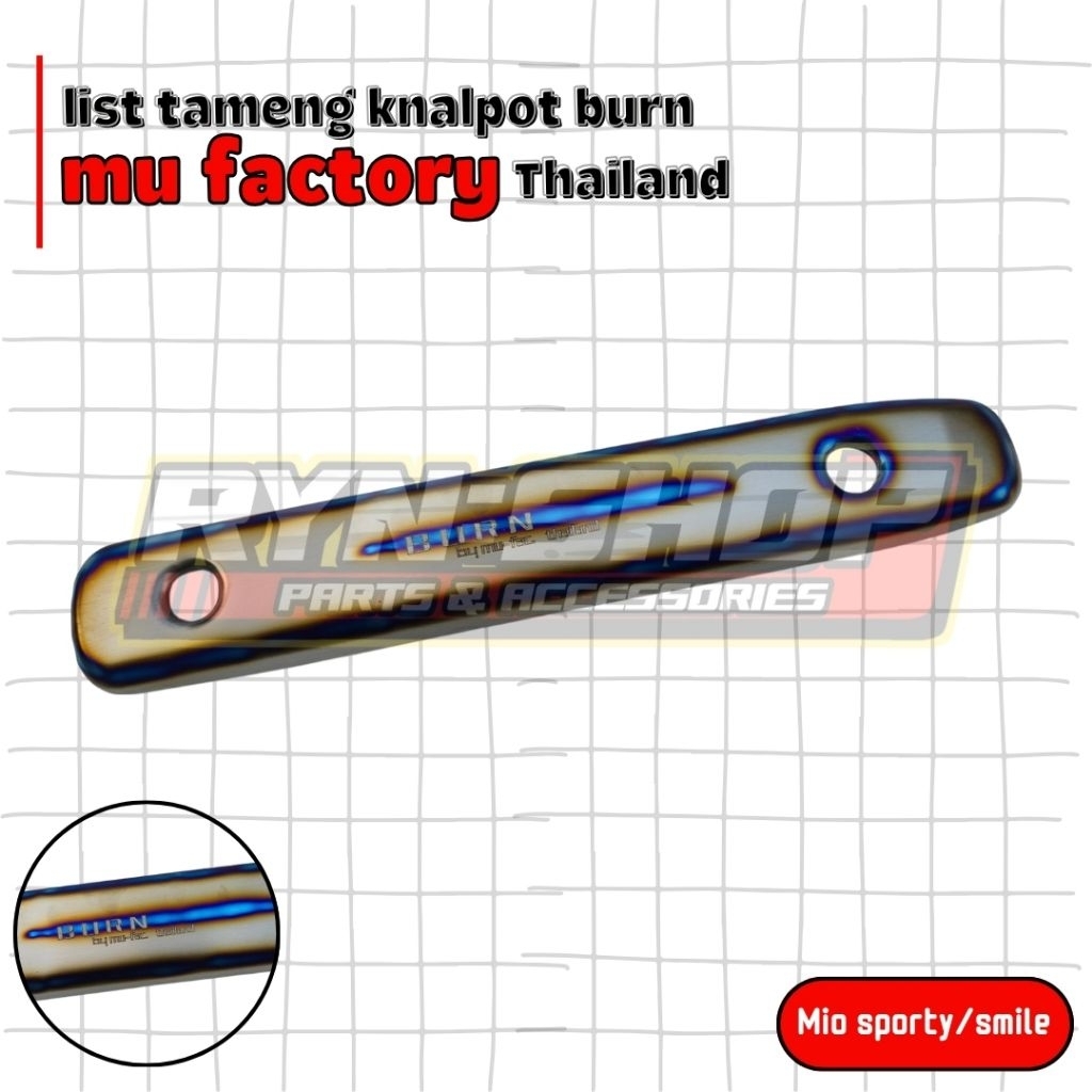 List Tameng Knalpot Mio Sporty Smile Burn Stainless Model Titanium Mu Factory Thailand