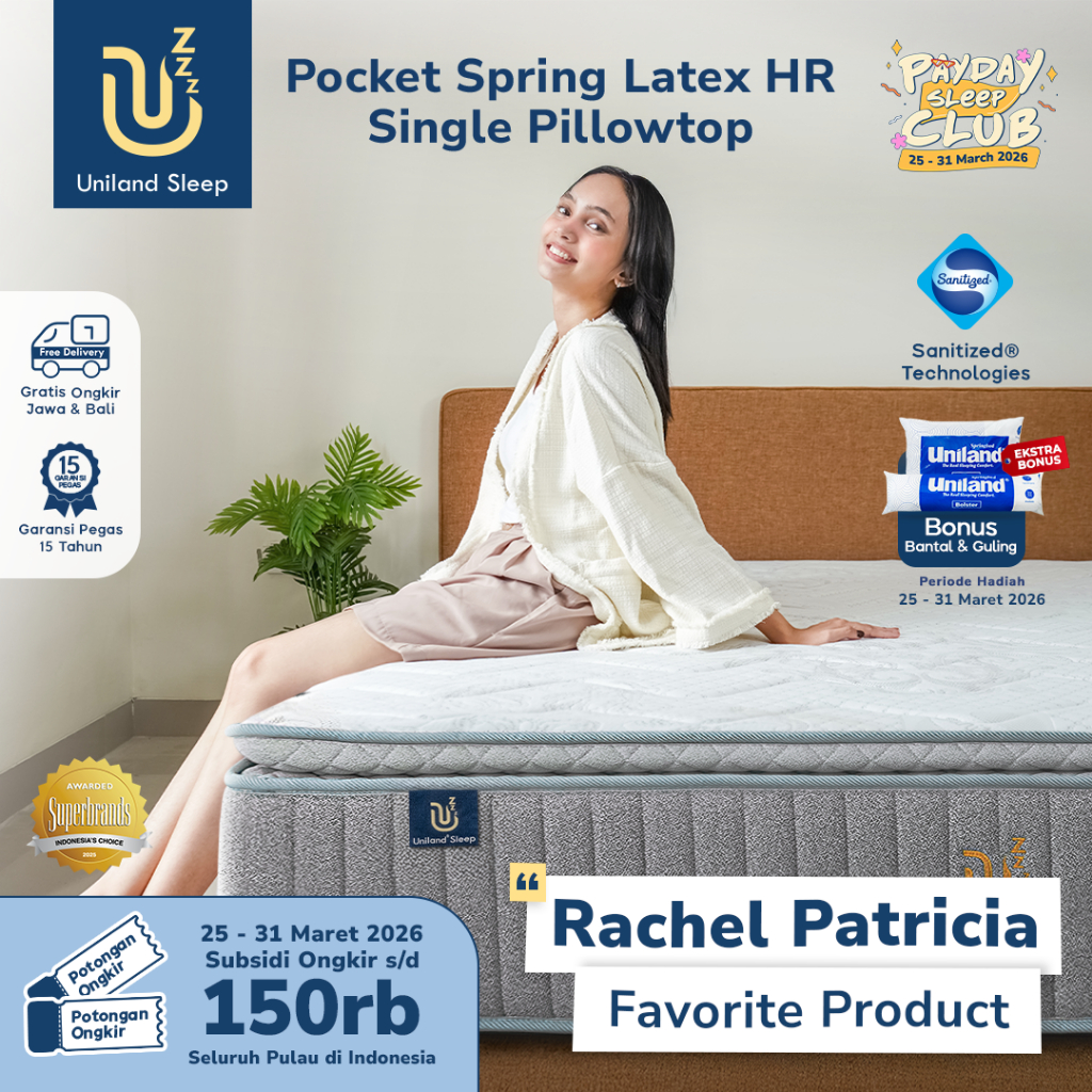 Uniland Sleep Kasur Pocket Spring Latex HR Single Pillowtop 30cm