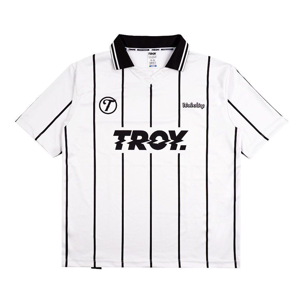 Troy Company Jersey White Unlocking Troy - Jersey Putih Garis Klasik Hitam JSM 3579