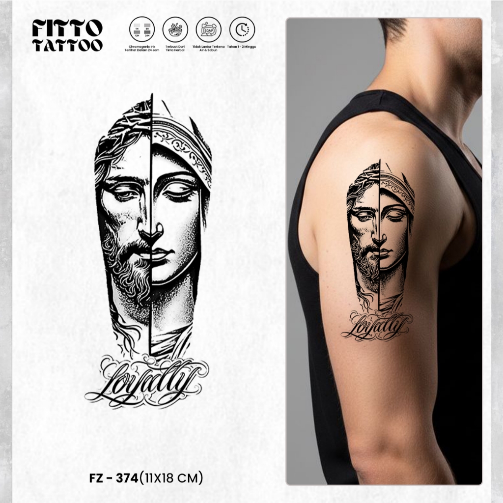 Tato Temporer Yesus Salib Bunda Maria Stiker Tatto Sementara Tahan Lama Tinta Herbal Fruit Ink