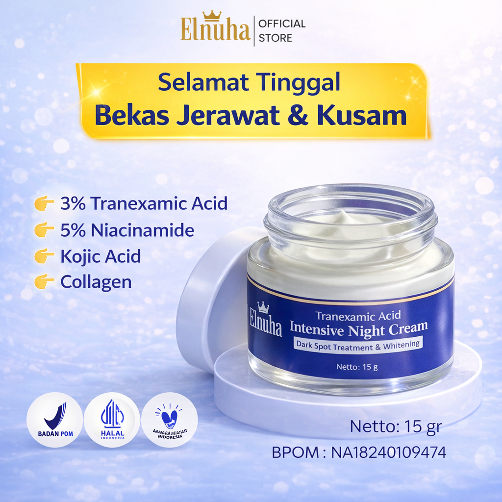 Skincare Pria Pemutih Wajah Cowok ELNUHA Whitening Night Cream