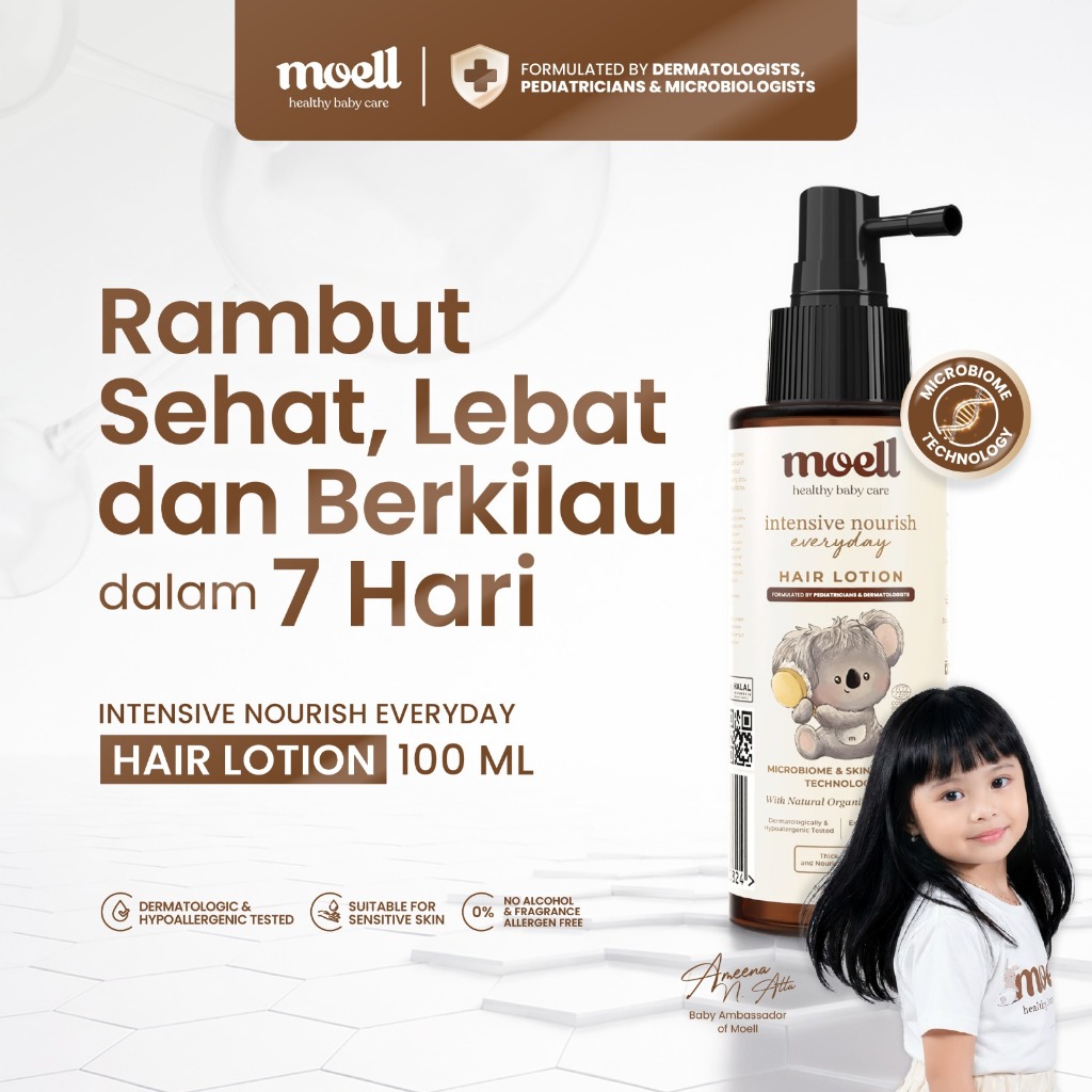 Moell Hair Lotion 100gr Panax Ginseng Kemiri Biotin - Menumbuhkan, Melembutkan & Melebatkan dalam 7 