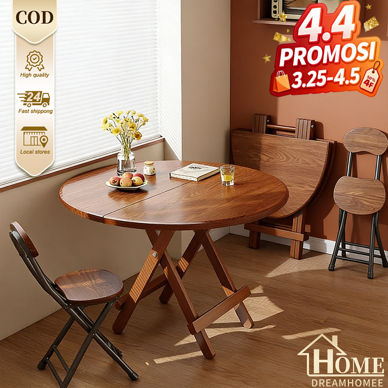 COD Meja Lipat Meja Makan Kayu Meja Jualan Serbaguna Meja Kopi Meja Motif Kayu Meja Bundar Lipat Kay
