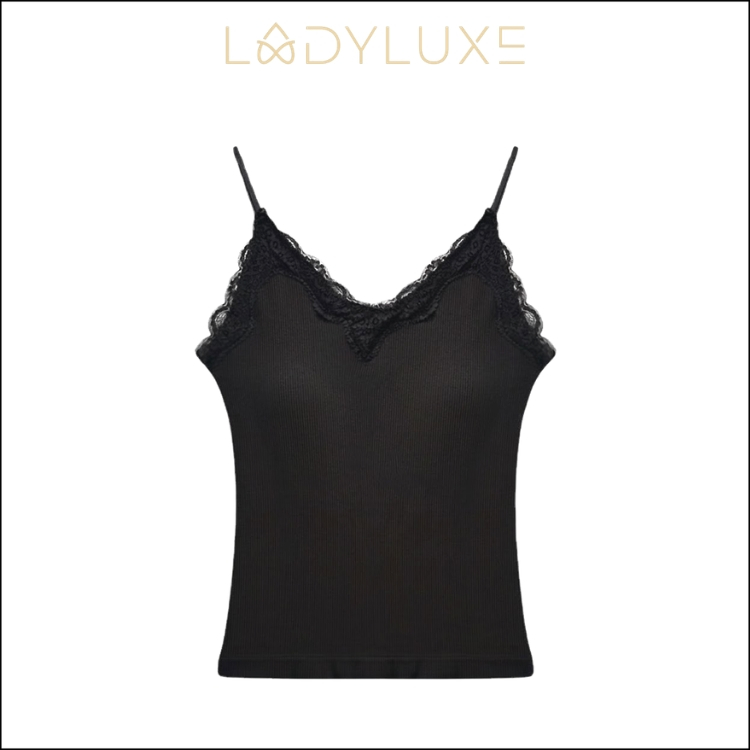 Ladyluxe - Br228 Tanktop | Bra With Cup Top Panjang Premium Long Singlet Renda Bunga Tali Spaghetti