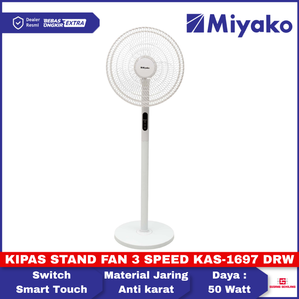 Kipas Angin Berdiri Miyako Stand Fan Kipas Angin Remot KAS-1607 DRW MIYAKO