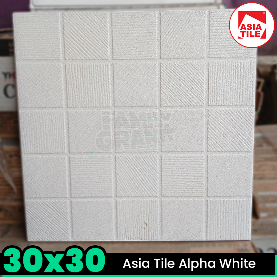 Keramik Kamar Mandi 30x30 Asia Tile Alpha White Lantai Kasar Tekstur Matte