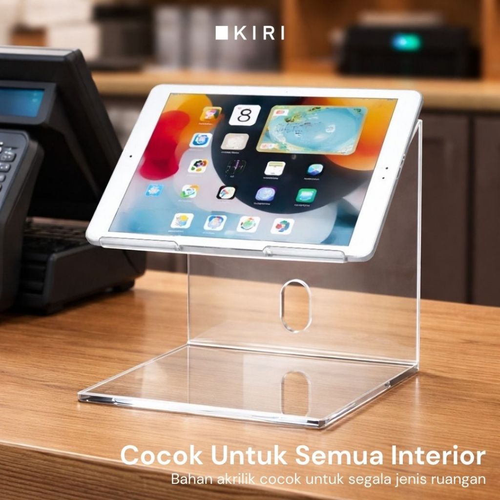 Clearbuy.22 Holder Stand Tablet Kasir Holder Bracket Ipad Toko Standing Tablet Meja Kasir Akrilik