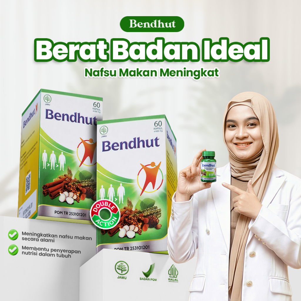 BENDHUT Kapsul Penggemuk Badan Bpom Permanen Original Tanpa Efek Samping Aman 60 Kapsul