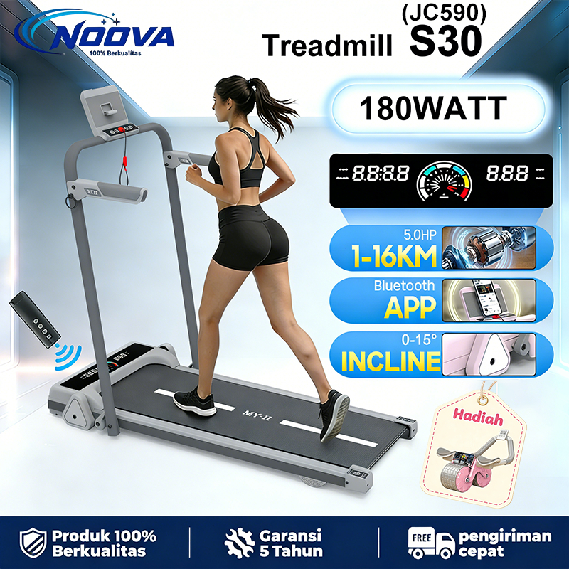 MY-HI Treadmill Elektrik Portable Walking Pad Incline Low Watt Rumah