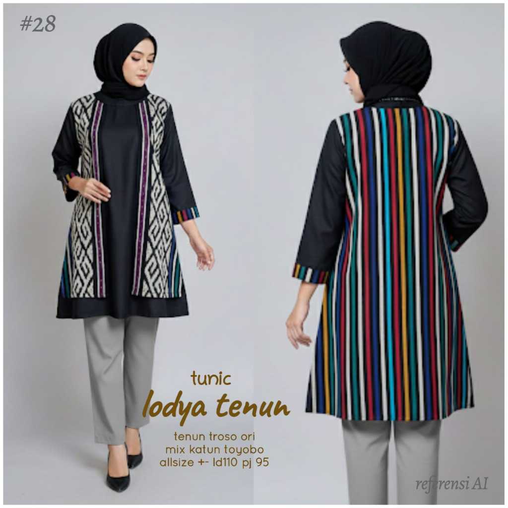ATASAN WANITA TUNIK LODYA TENUN TROSO MIX KATUN TOYOBO DESAIN INNER OUTER BY BATIEK