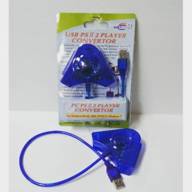 Converter stik ps2 to usb ke ps3 ke pc ke laptop/ konverter biru usb STIK PS2 KE PS3