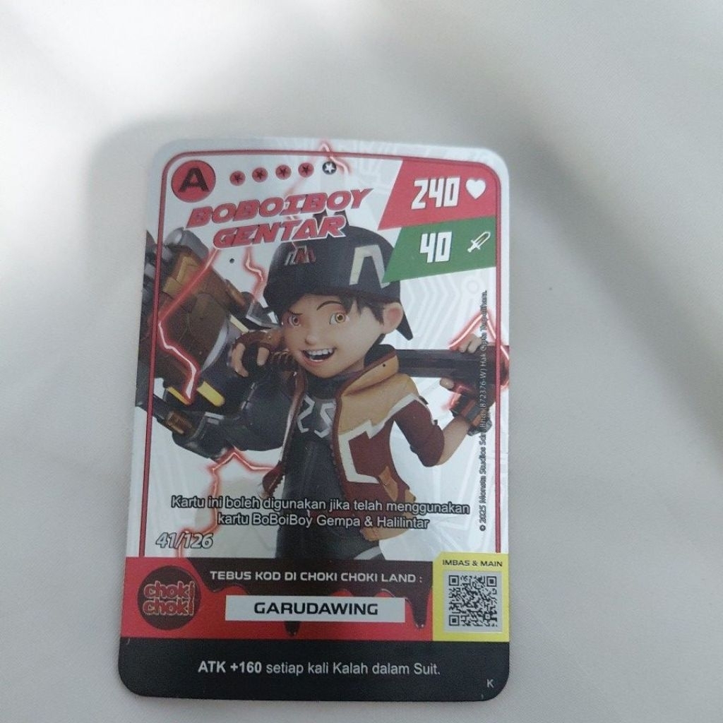 Kartu boboiboy gentar