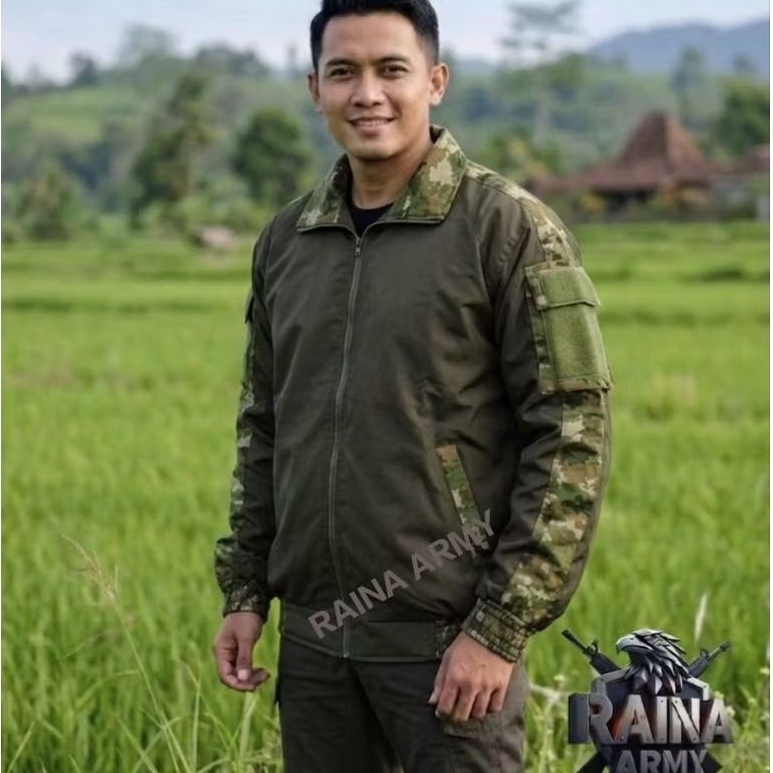jaket bomber jaket army tactical outdoor jaket kru kombinasi loreng linud kostrad sage