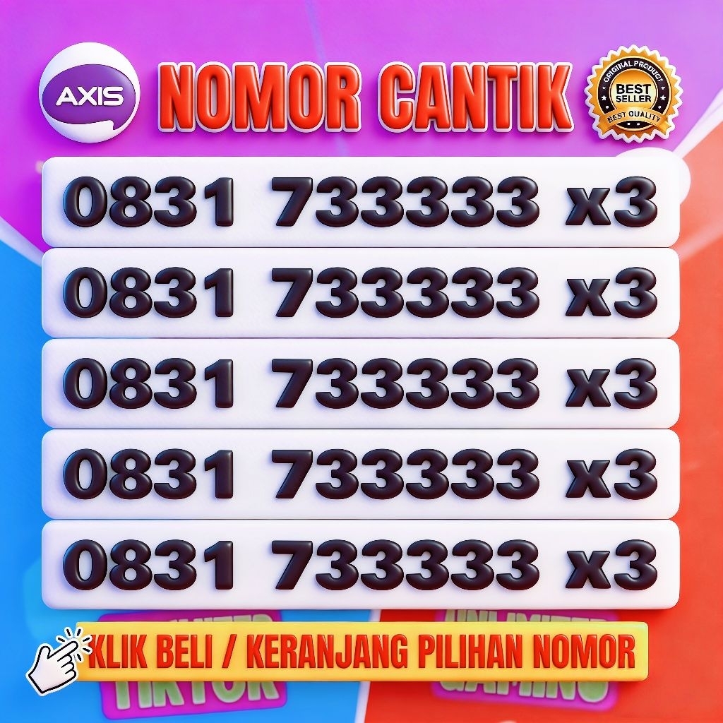 Kartu Perdana Cantik Axis Bronet 4G/5G/LTE Seri 33333 | Kuota 3GB Nasional (A-E 33333)