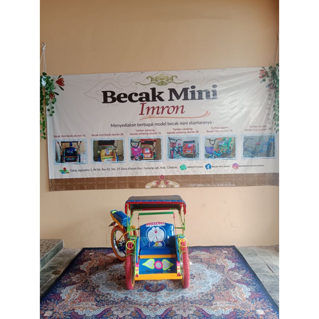 Becak mini uk 16 gowes bisa request gambar dan warna