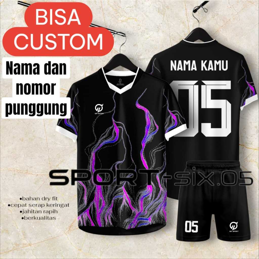 (FREE)CUSTOM NAMA DAN NOMOR PUNGGUNG stelan baju jersey olahraga sepak bola dan futsal