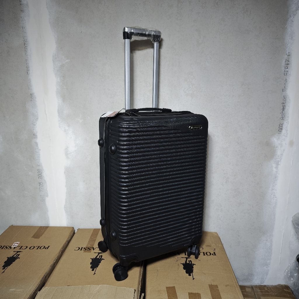 [BISA INSTAN] Tas Koper Kuat Murah Tahan Lama 24 Inch Hitam Roda 360 Plastik Fiber Ukuran Bagasi Pes