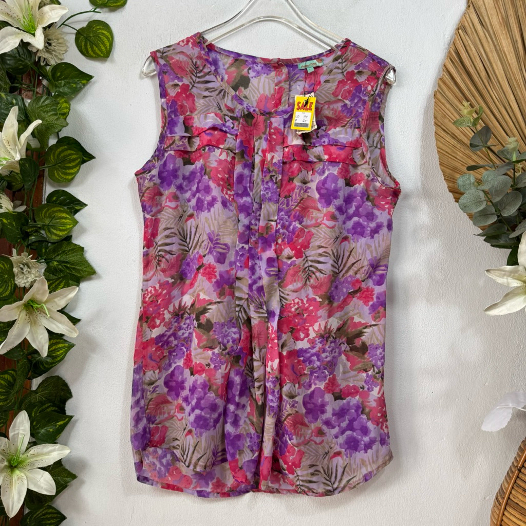 Blouse Chiffon Floral Transparant