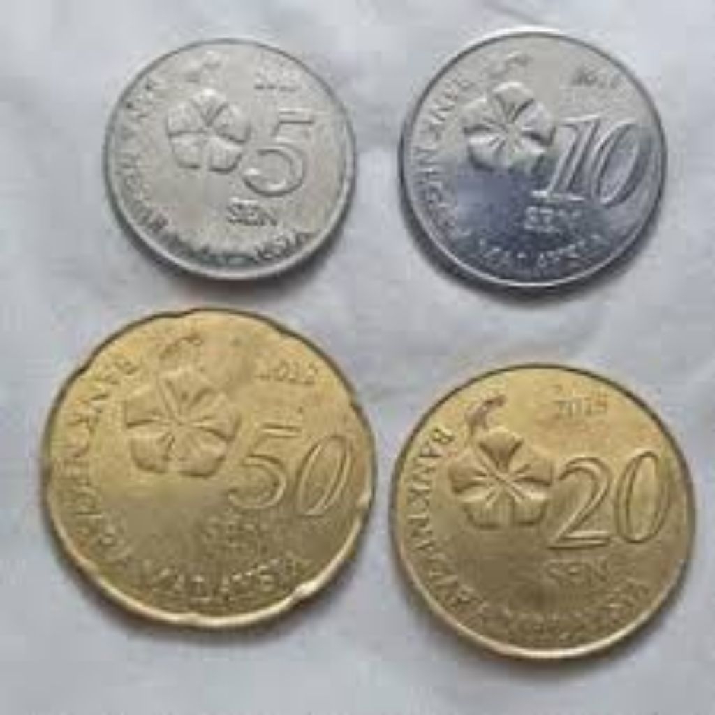 set koin Malaysia 5 sen 10 sen 20 sen 50 sen