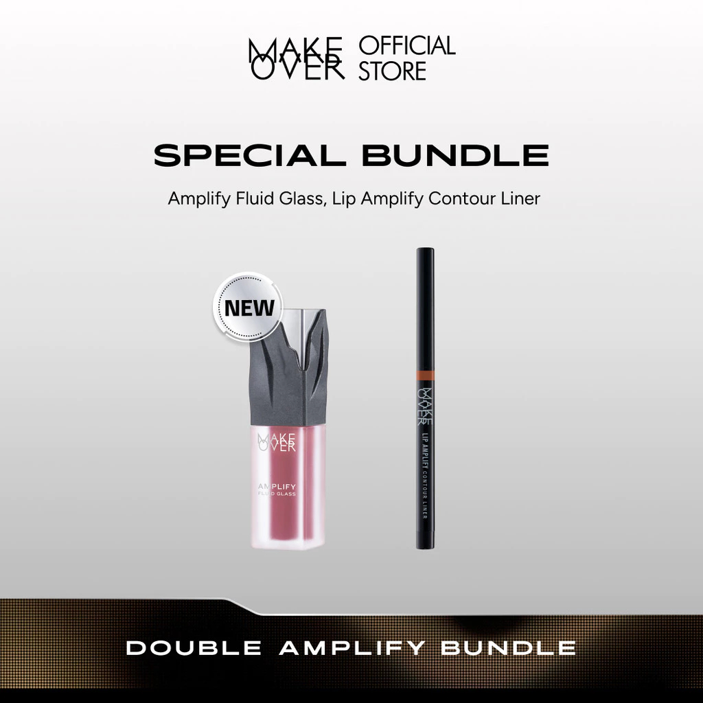 MAKE OVER Double Amplify Bundle - Ombre Glassy Lips: NEW Amplify Glass Fluid + Lip Amplify Contour L