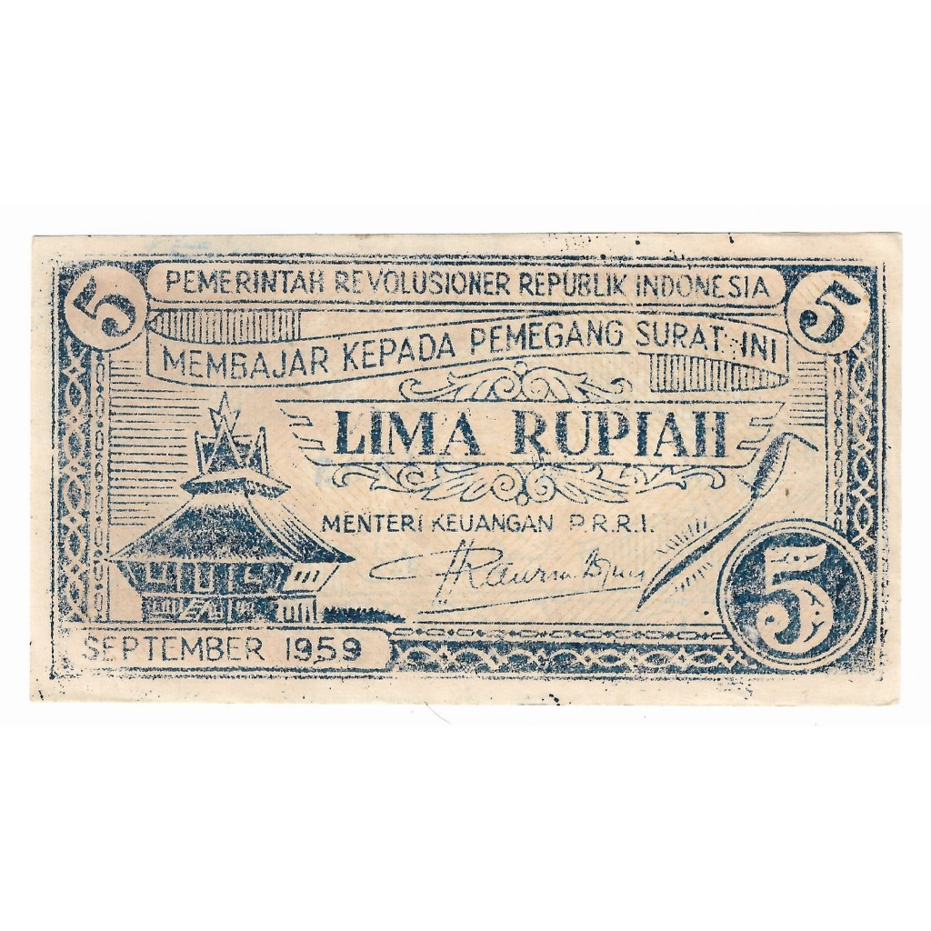 Uang Kuno 5 Rupiah PRRI Permesta Original