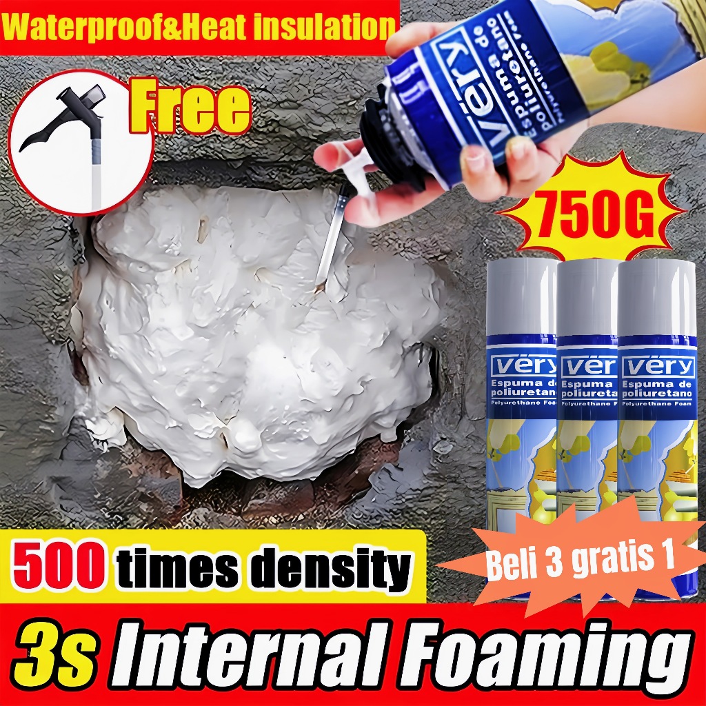750ML PU Foam Spray Polyurethane  Busa Poliuretan Lem Sealant Penyegel yang Kuat Anti Air Peredam Pa
