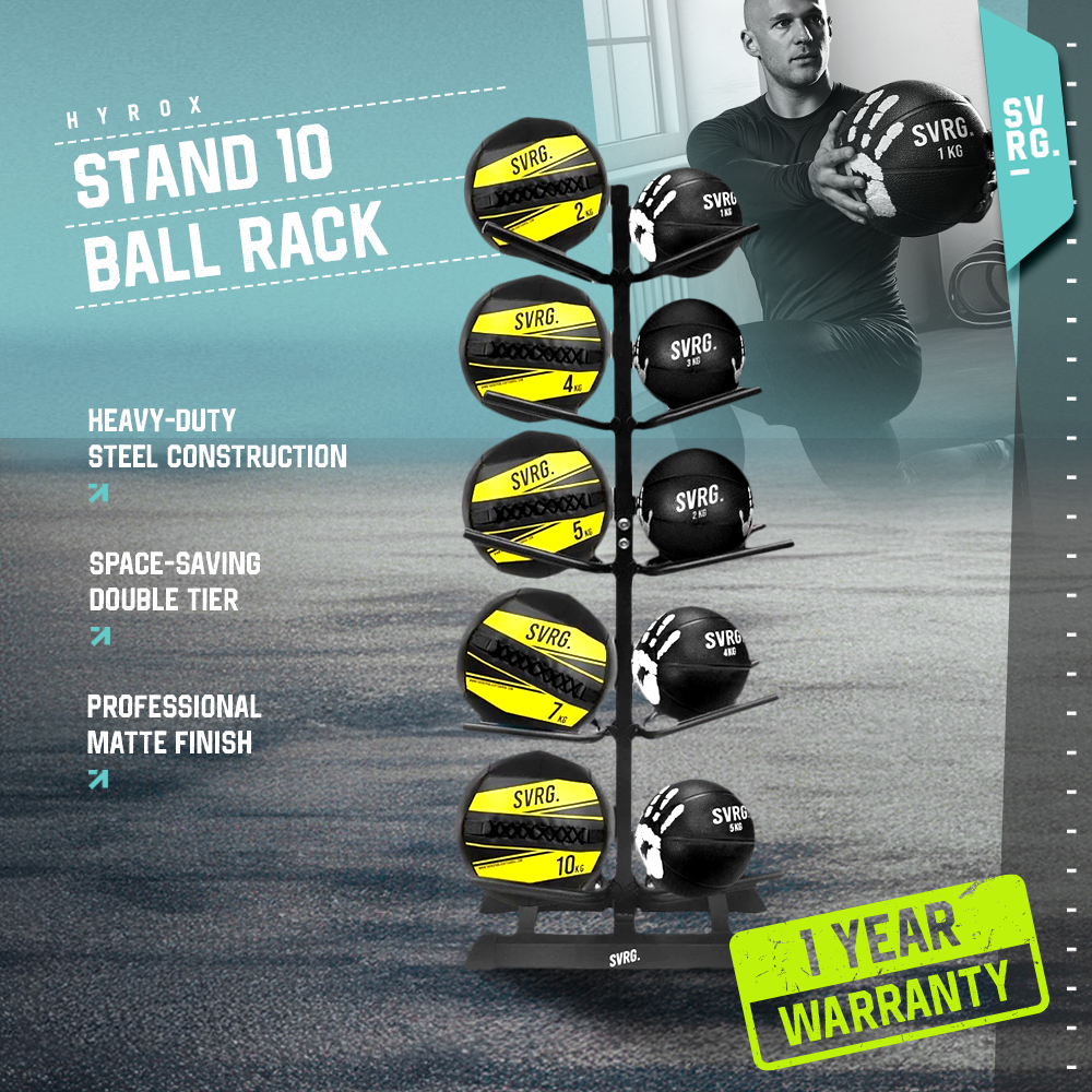 SVRG Stand 10 Ball Rack - Wall Ball Rack - Medicine Ball Rack
