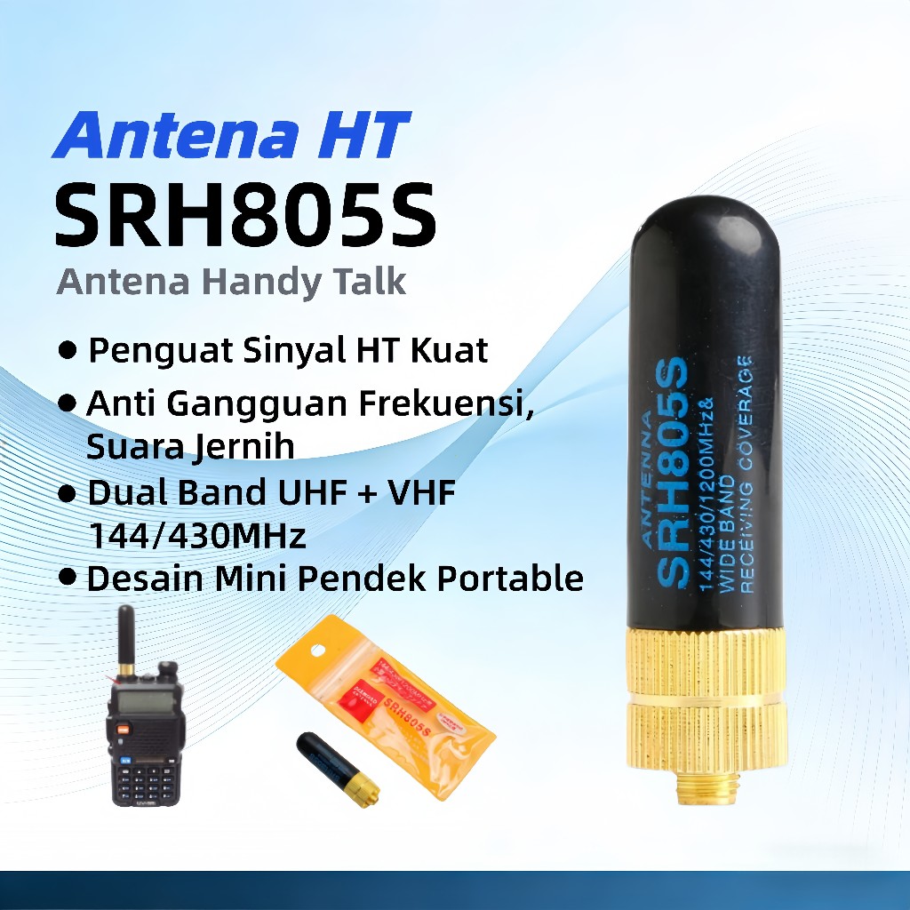 Antena HT SRH805S Mini Pendek Penguat Sinyal Kuat Dual Band UHF/VHF Anti Gangguan Frekuensi Universa