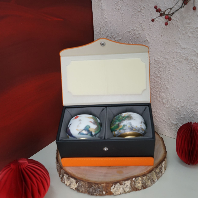 Luxury Chinese Ceramic Tea Mug Premium Set Phoenix Naga Dragon Gift Box Chinese New Year Imlek CRG-2