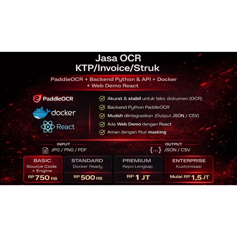 Jasa pembuatan sistem OCR KTP/INVOICE