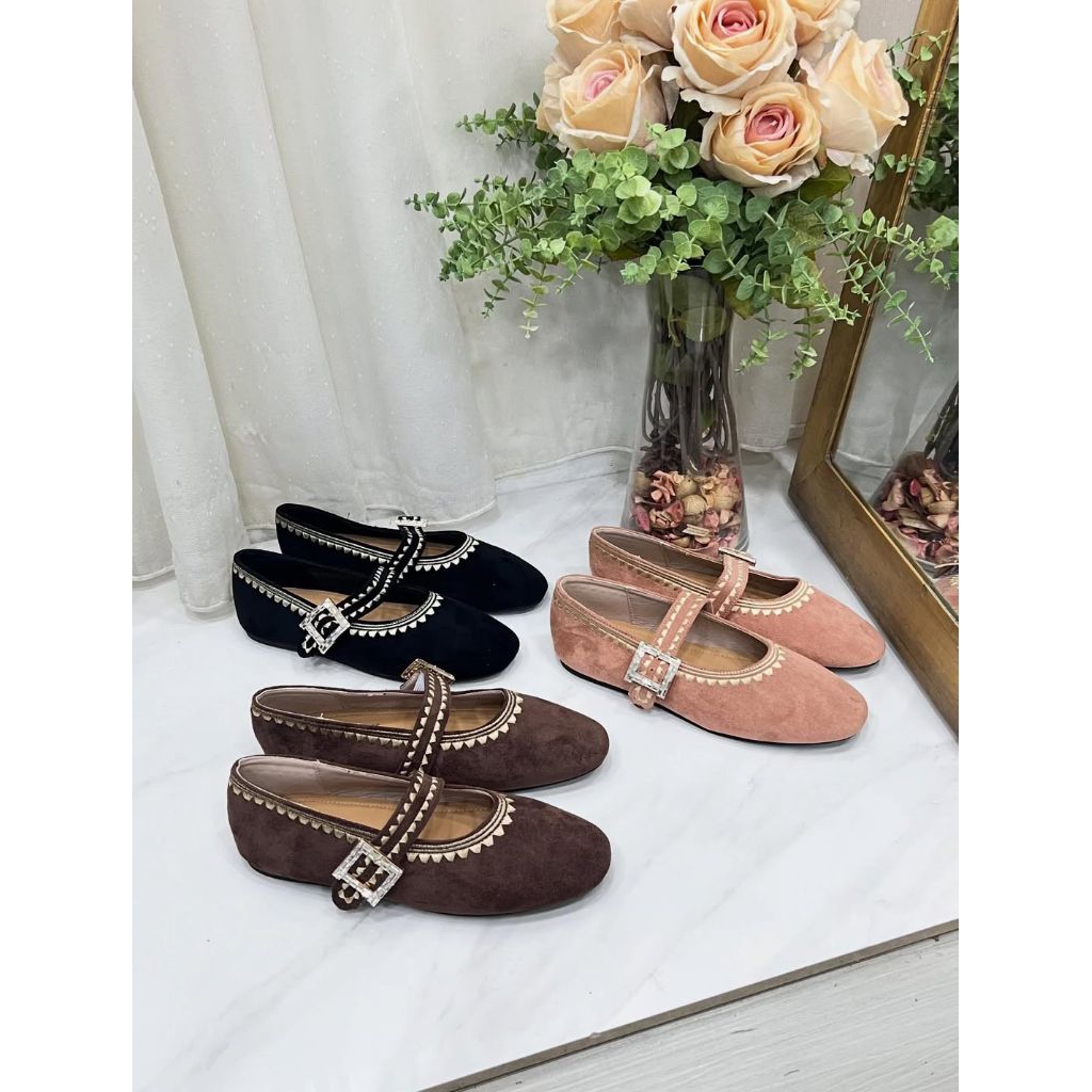 VV1-74 - FLAT SHOES WANITA TALI TENGAH SIMPLE ELAGANT