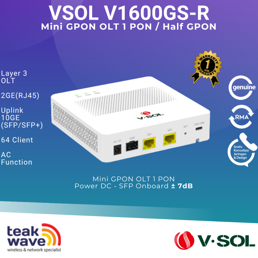 VSOL V1600GS-R GPON MINI OLT 1PON 10*GE L3 HALF GPON OLT
