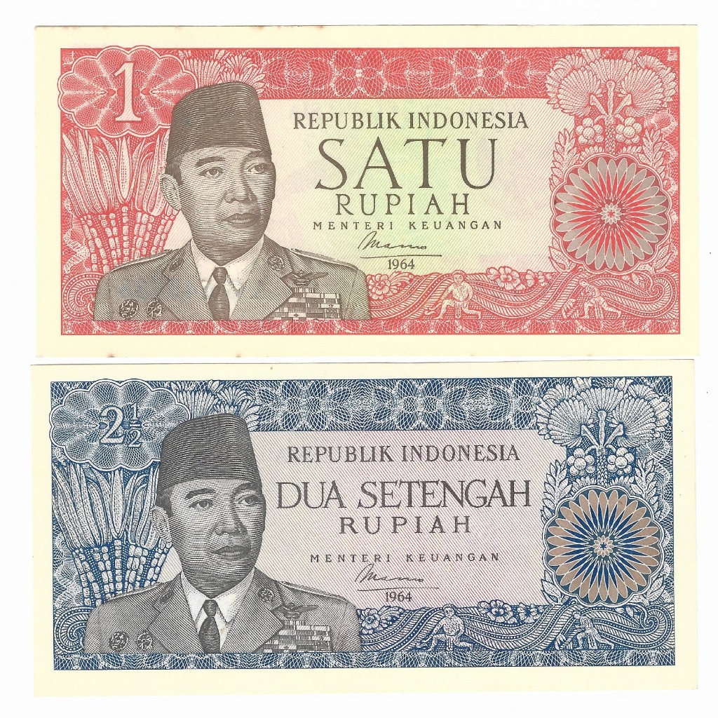 Uang Kuno Seri Soekarno 1 Rupiah 2 Rupiah Sukarno Set