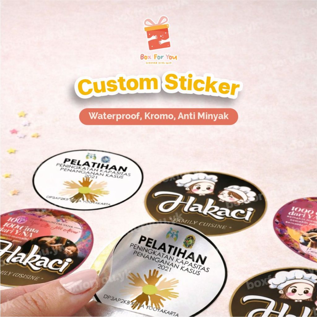 Custom Label Stiker Vinyl Waterproof dan cromo, Print Stiker Logo Anti Air Anti Minyak