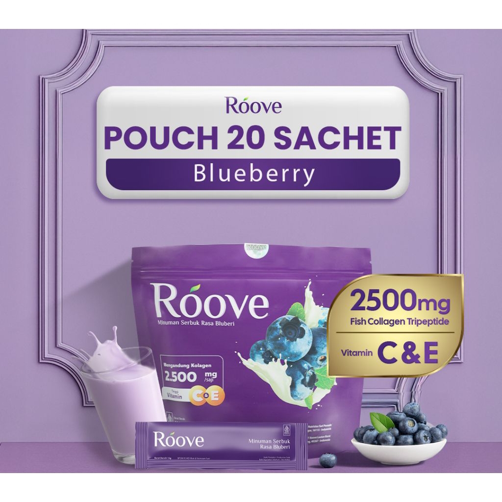 [NEW ORI] Roove Collagen Drink Blueberry isi 20 sachet  / minuman kolagen / suplemen kecantikan
