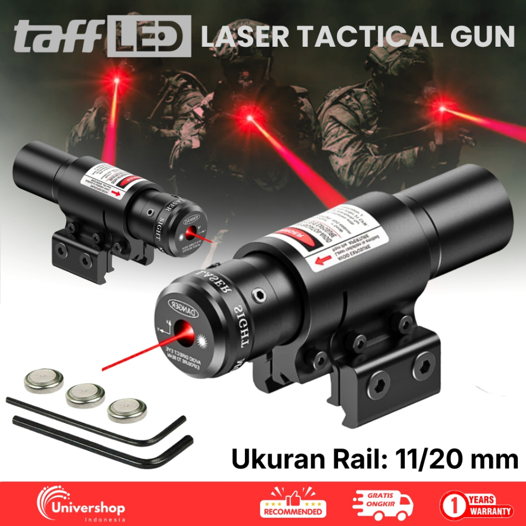 US MALL TaffLED Laser Scope Tembak Senapann Angin Warna Merah Jarak Jauh Tactical Red Dot Gun Laser 