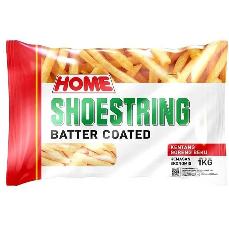 HOME BATTER COATED Shoestring Straight 1KG Kentang Beku Batter Coated - Kheiza Frozen