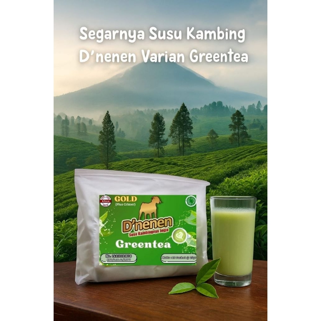 Susu Kambing Etawa Bubuk D'nenen Gold Greentea 10 Sachet @25gr (Pakai Krimer)