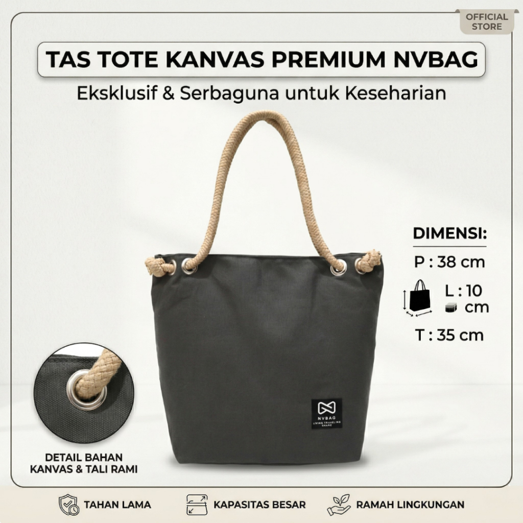 Free Ongkir Jual Tas Totebag Kuliah Kondangan Jalan Jalan Tote Kanvas Warna Tali Sumbu Tambang Tebal