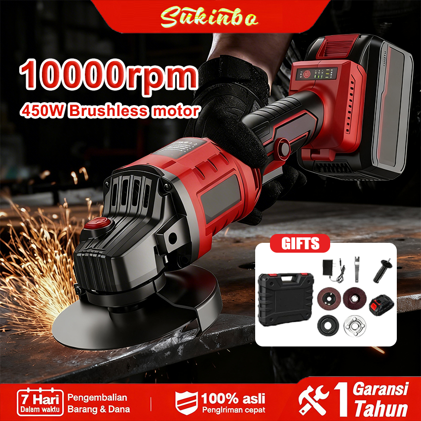 VICTOOL Gerinda Baterai Brushless 4Inch 450W Mesin Gerinda Baterai Tangan Cordless Angle Grinder Mes